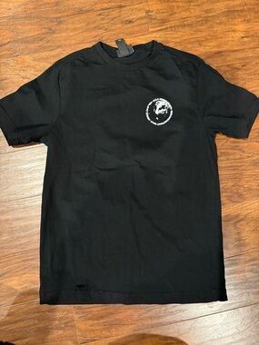 H&M Black Short Sleeve Tee with Small White Chest Graphic